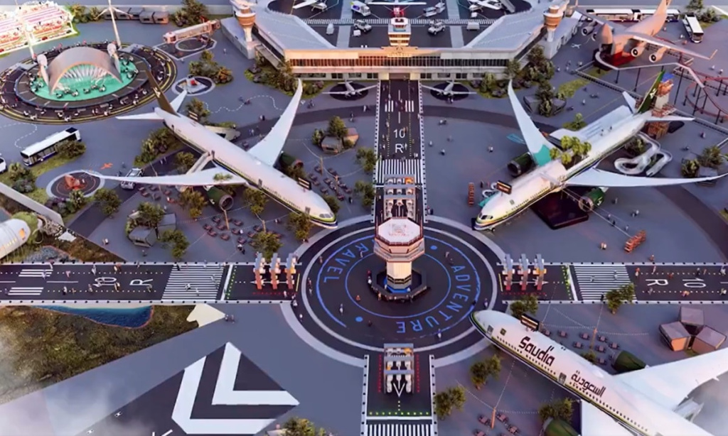 На площадке, напоминающей взлетно-посадочную полосу аэропорта, будет пять стационарных самолетов Boeing